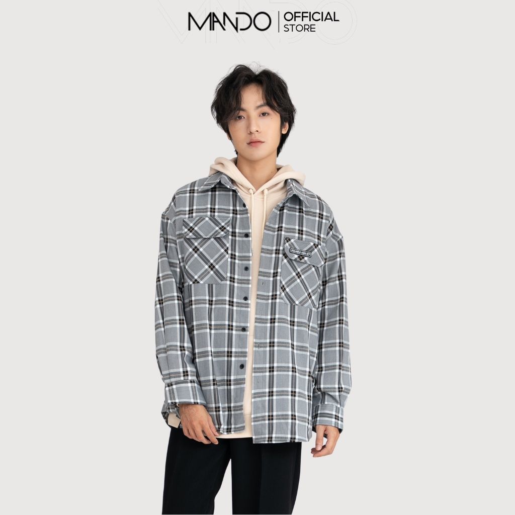  Áo Sơ Mi Nam Flannel MANDO Form Rộng Chất Vải Dạ Mỏng Dài Tay Họa Tiết Kẻ Caro Unisex Thời Trang Hàn Quốc SHT011 