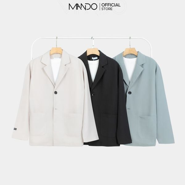  Áo Blazer Nam 1 Lớp  MANDO Dài Tay 3 Màu Vải Tuyết Mưa Cao Cấp Trơn Không Họa Tiết Basic Thời Trang Hàn Quốc BLZ006 