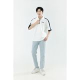  Áo Phông Polo Trắng Nam Sọc Tay Đen MANDO Tay Lỡ Cotton Cao Cấp Form Rộng Basic Unisex Thời Trang Hàn Quốc PDN130 