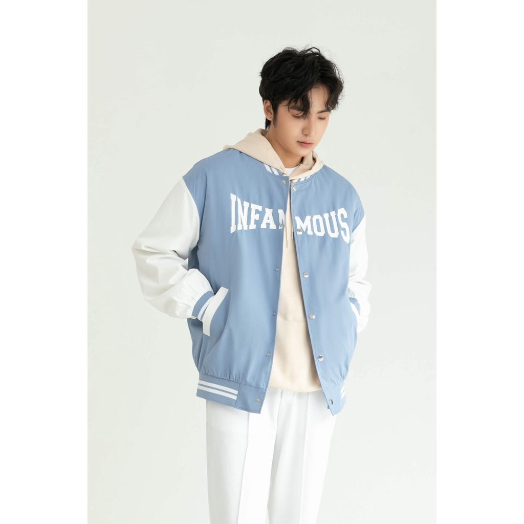  Áo Khoác Bomber Varsity Nam MANDO Vải Gió Phối Tay Form Rộng Phong Cách Unisex Thời Trang Hàn Quốc BOB010 