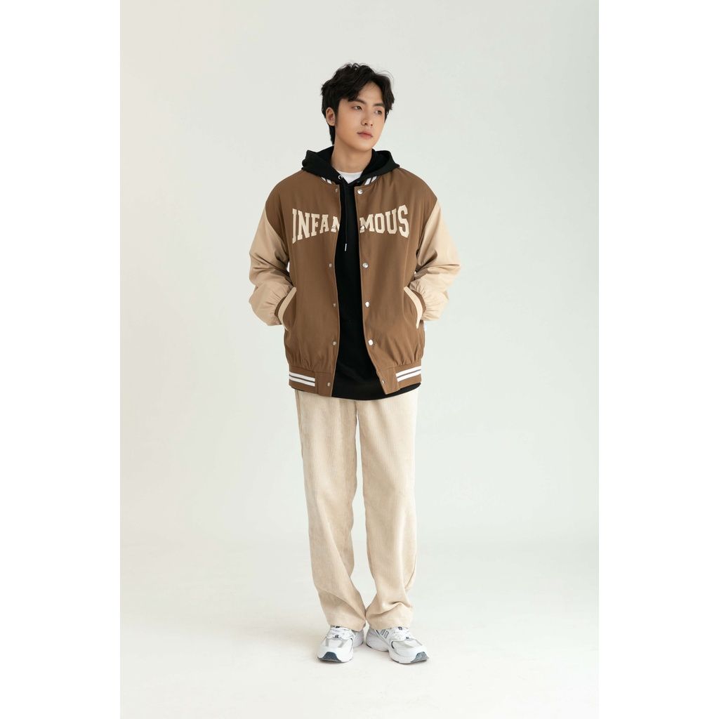  Áo Khoác Bomber Varsity Nam MANDO Vải Gió Phối Tay Form Rộng Phong Cách Unisex Thời Trang Hàn Quốc BOB010 