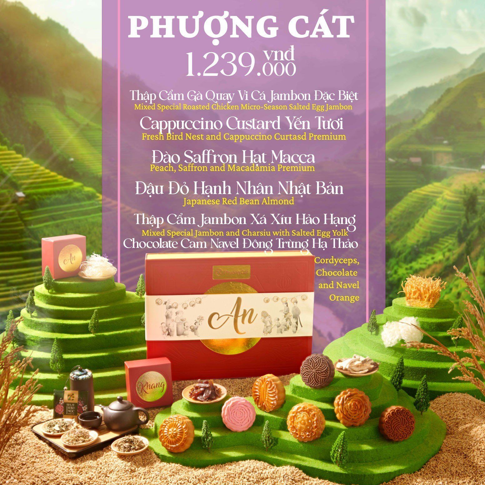 Bánh trung thu Phượng Cát Thịnh An - hộp 6 bánh thượng hạng