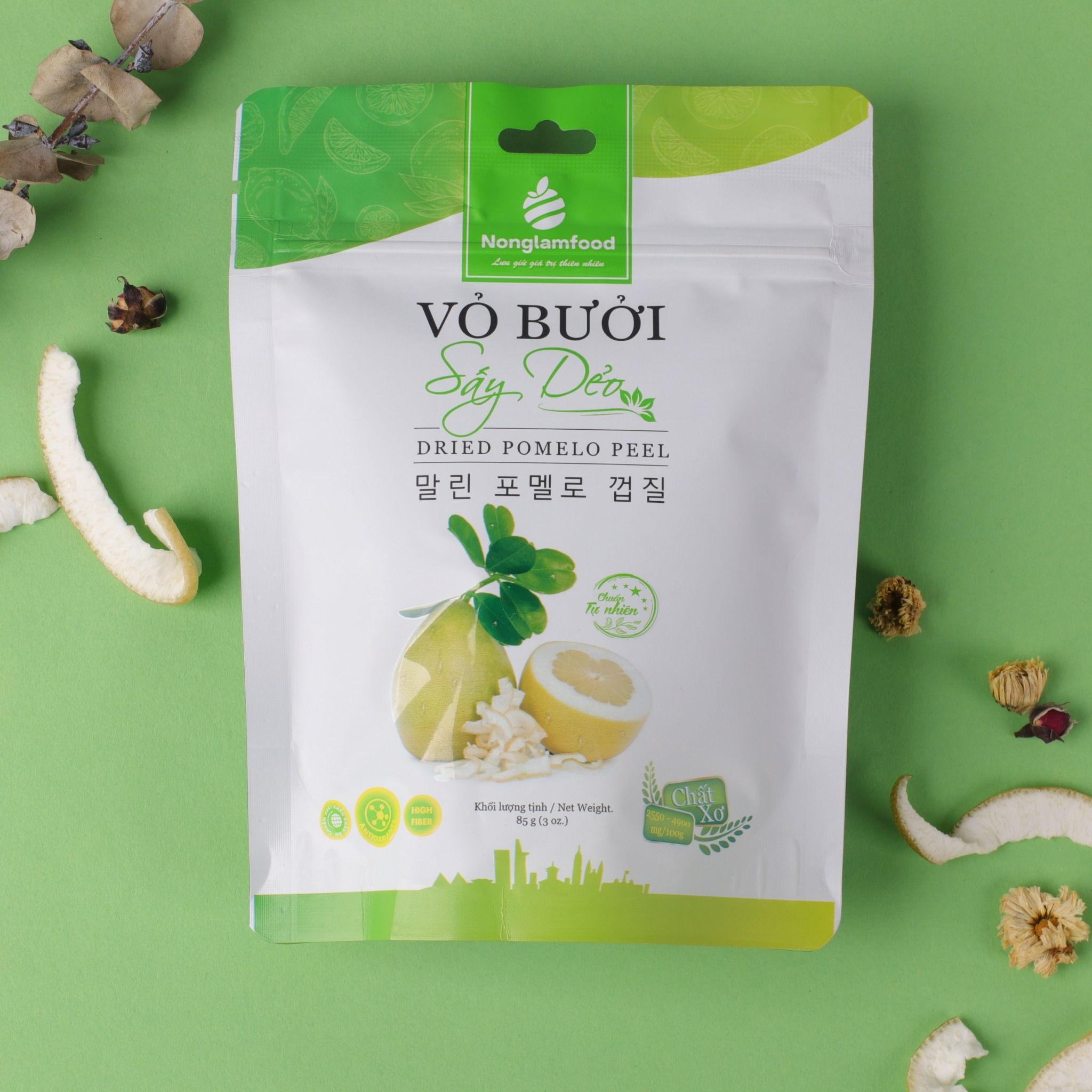 Vỏ Bưởi Sấy Dẻo Nonglamfood túi 85g | Ăn vặt tốt cho sức khỏe | Healthy Snack | Tăng đề kháng tự nhiên