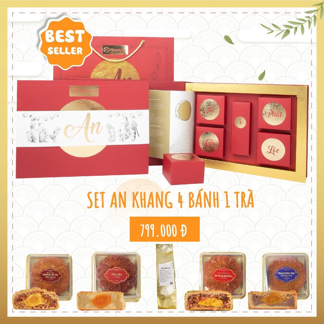 Bánh trung thu Phượng Cát An Khang - hộp 4 bánh 1 trà oloong