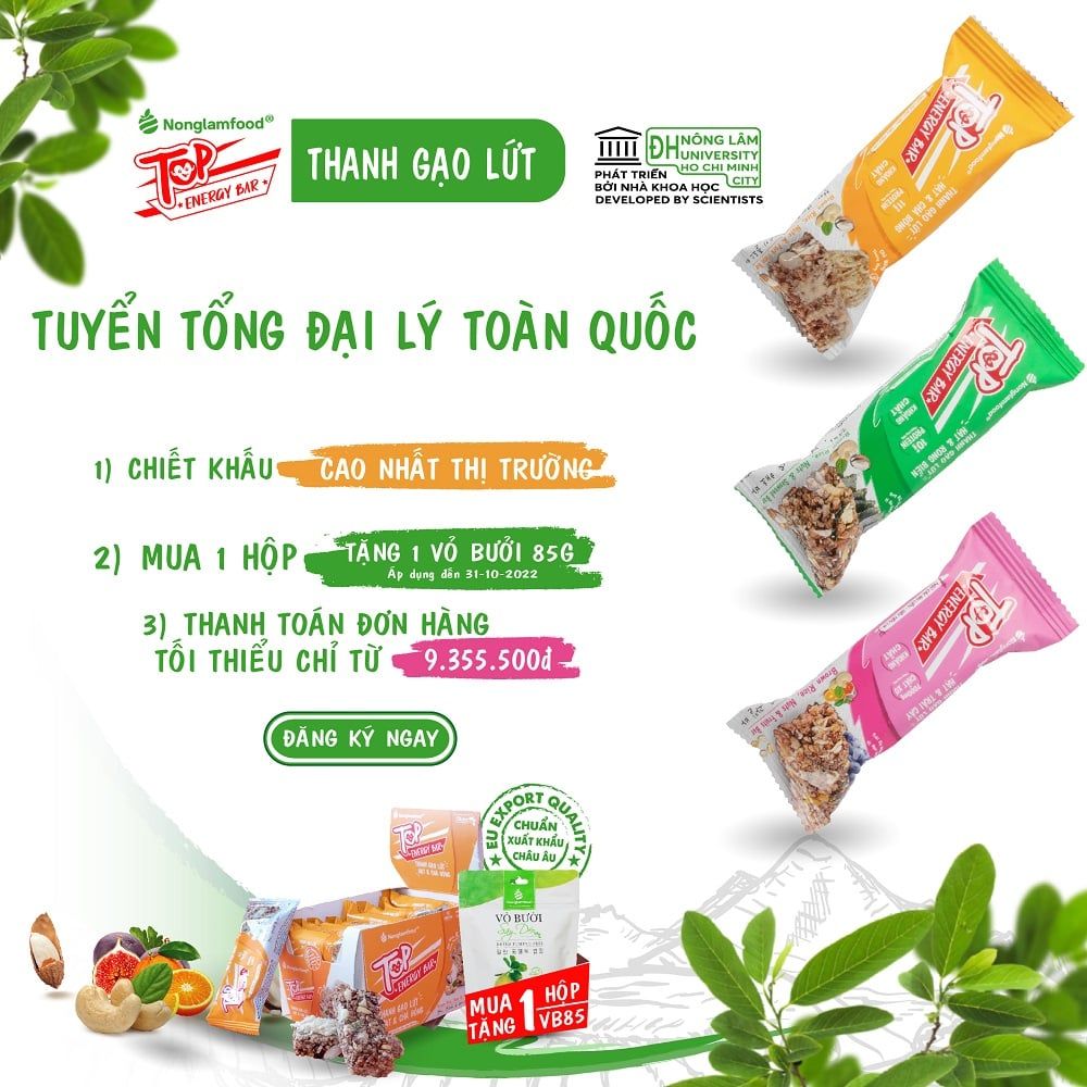 Thanh gạo lứt Top Energy Bar hạt & chà bông 17g | Tốt cho sức khỏe | Healthy Snack