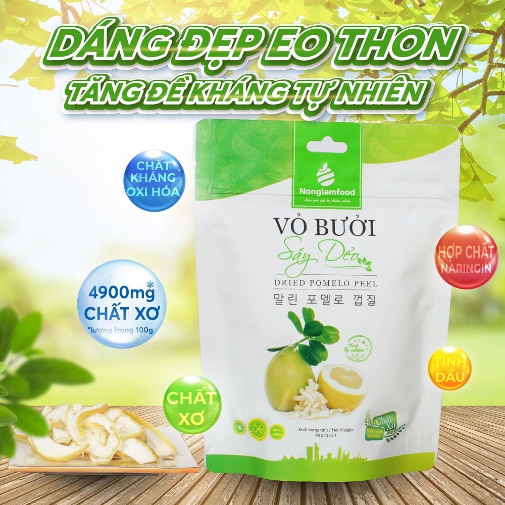VỎ BƯỞI SẤY DẺO NONGLAMFOOD TÚI 85G | ĂN VẶT TỐT CHO SỨC KHỎE | HEALTHY SNACK | TĂNG ĐỀ KHÁNG TỰ NHIÊN