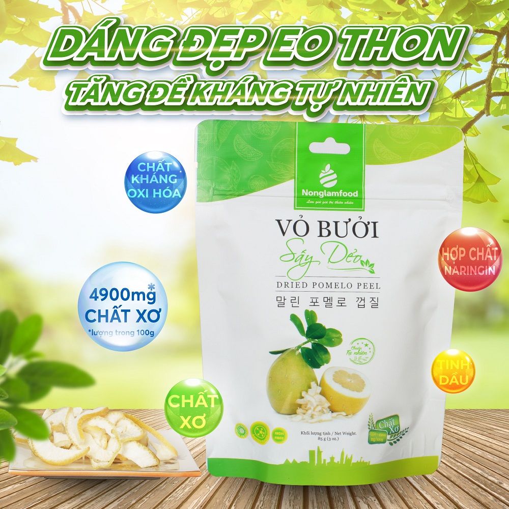 Vỏ Bưởi Sấy Dẻo Nonglamfood túi 85g | Ăn vặt tốt cho sức khỏe | Healthy Snack | Tăng đề kháng tự nhiên