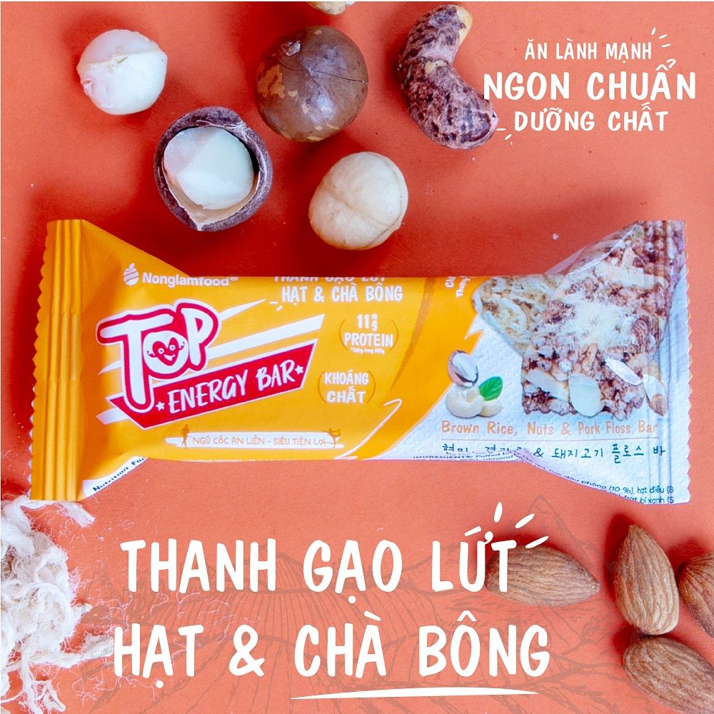 Thanh gạo lứt Top Energy Bar hạt & chà bông 17g | Tốt cho sức khỏe | Healthy Snack