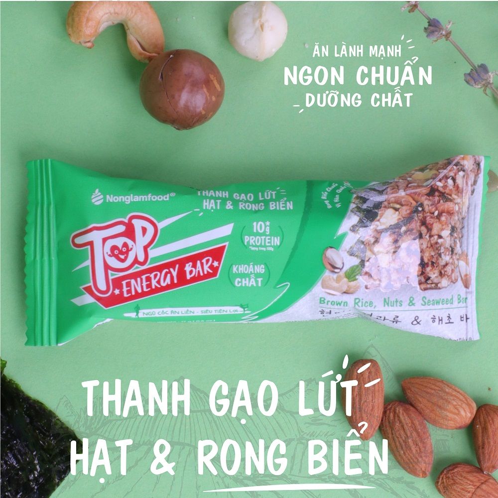 Thanh gạo lứt Top Energy Bar hạt & rong biển 17g | Tốt cho sức khỏe | Healthy Snack