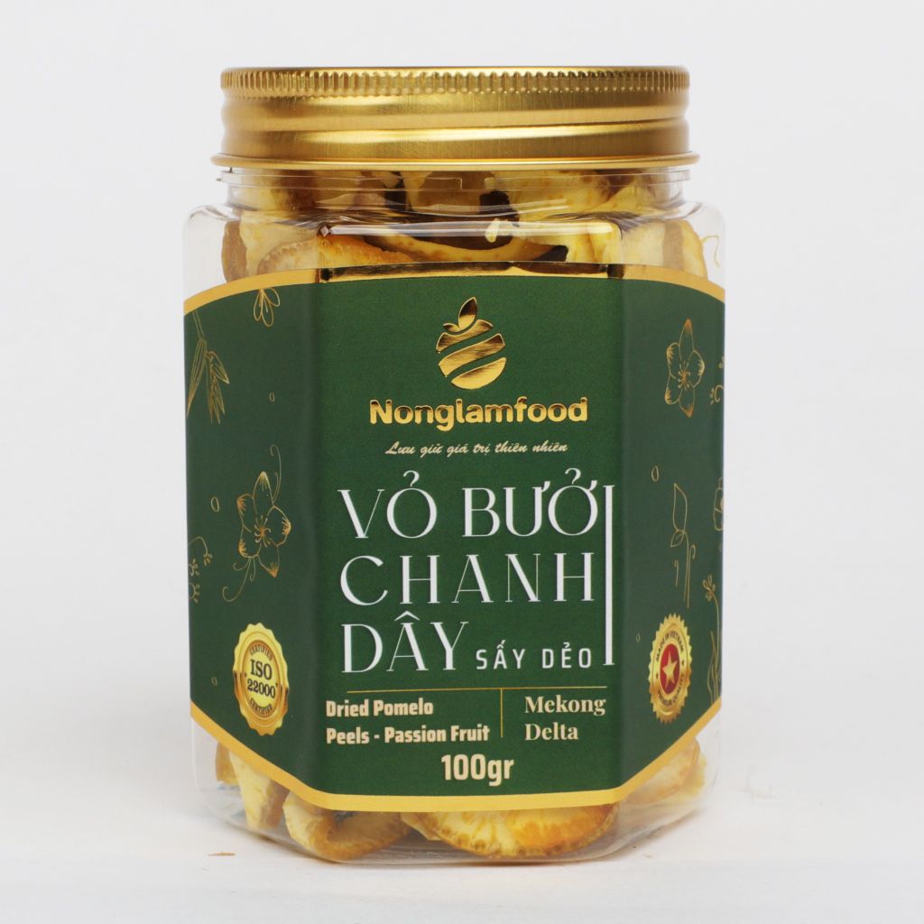 VỎ BƯỞI CHANH DÂY SẤY DẺO NONGLAMFOOD HŨ 100G | HỦ LỤC GIÁC ĐẶC BIỆT | QUÀ TẶNG CAO CẤP