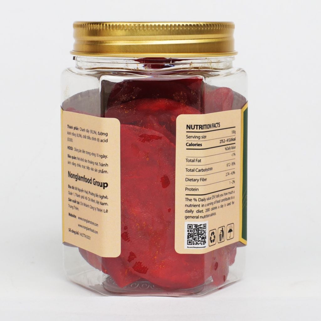 CHANH DÂY SẤY DẺO NONGLAMFOOD HŨ 150G | HỦ LỤC GIÁC ĐẶC BIỆT | QUÀ TẶNG CAO CẤP