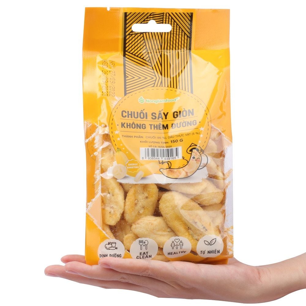 CHUỐI SẤY GIÒN NONGLAMFOOD TÚI 150G | BANANA CHIPS