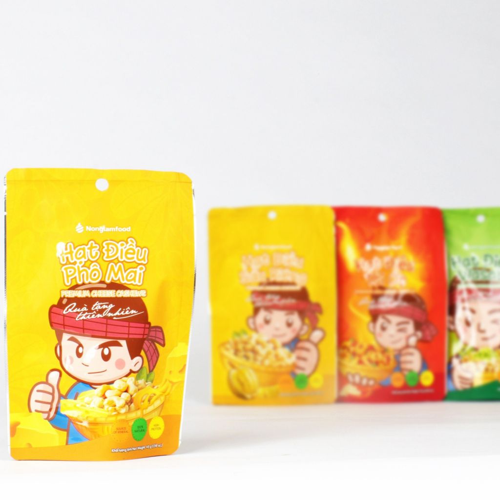 HẠT ĐIỀU PHÔ MAI NONGLAMFOOD TÚI 45G | PREMIUM CHEESE CASHEWS
