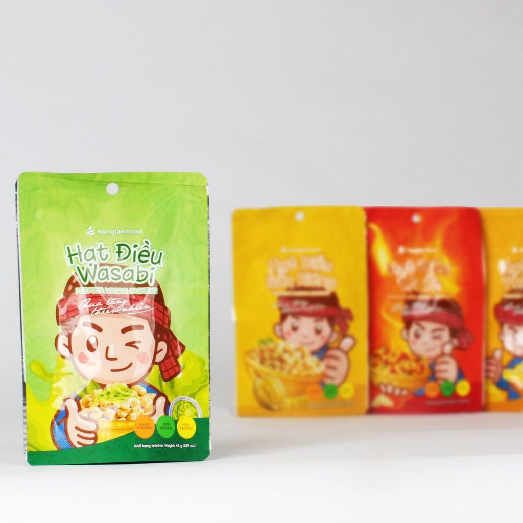 HẠT ĐIỀU WASABI NONGLAMFOOD TÚI 45G | PREMIUM WASABI CASHEWS