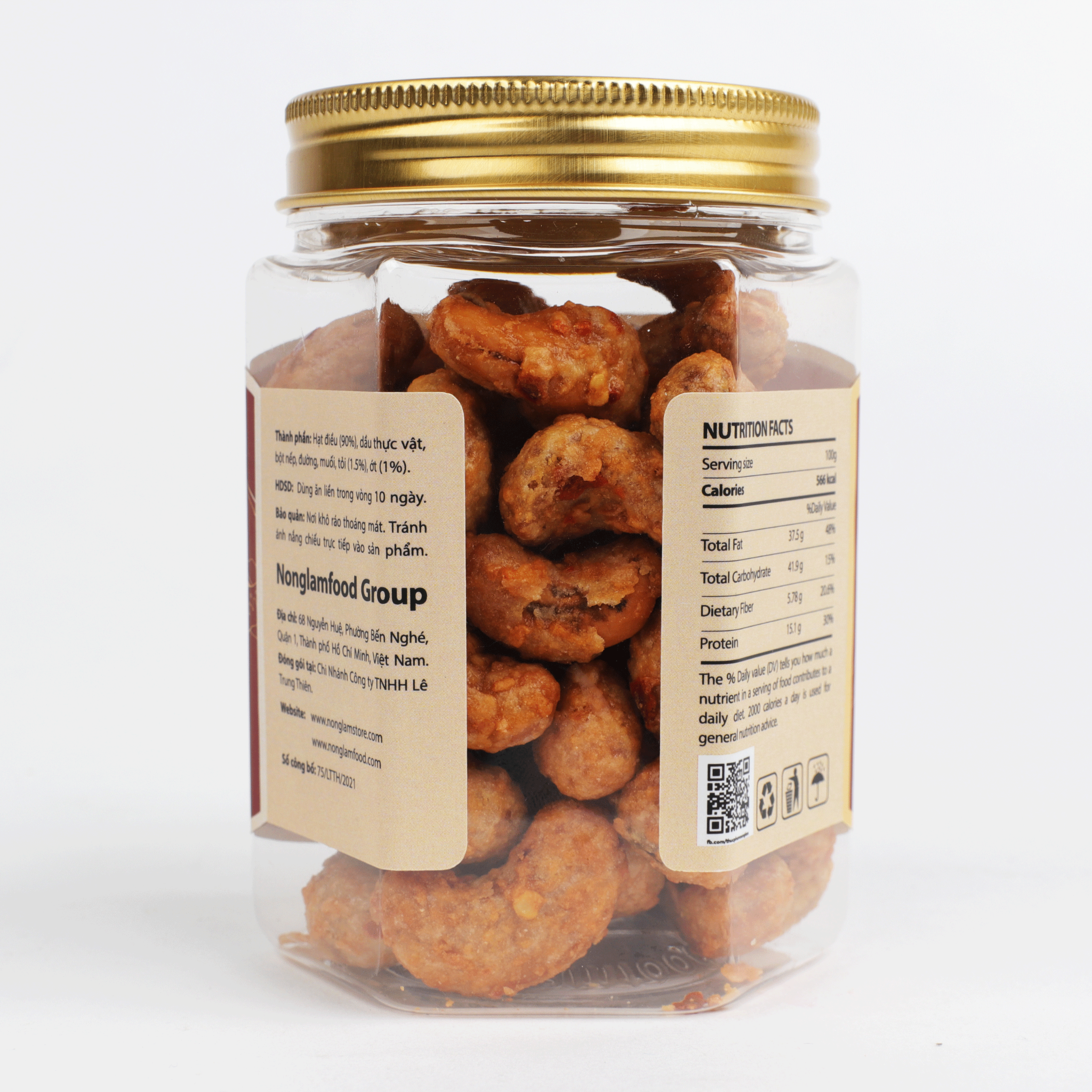 HẠT ĐIỀU BÌNH PHƯỚC RANG CAY NONGLAMFOOD HŨ 150G | HŨ LỤC GIÁC ĐẶC BIỆT | QUÀ TẶNG CAO CẤP