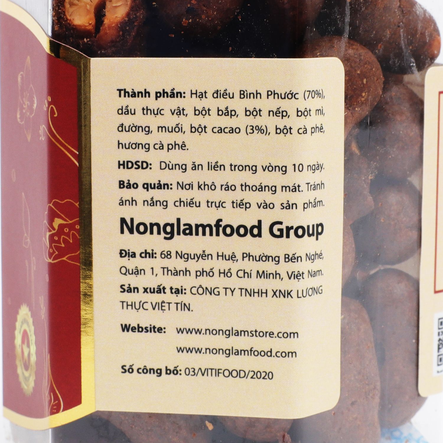 HẠT ĐIỀU CHOCOLATE MALAYSIA NONGLAMFOOD HŨ 150G | HŨ LỤC GIÁC ĐẶC BIỆT | QUÀ TẶNG CAO CẤP