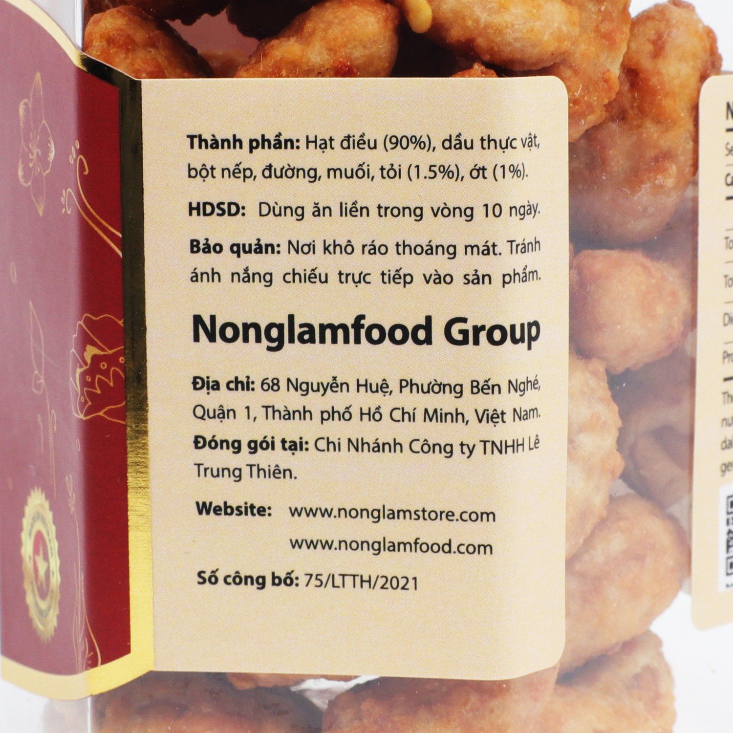 HẠT ĐIỀU BÌNH PHƯỚC RANG CAY NONGLAMFOOD HŨ 150G | HŨ LỤC GIÁC ĐẶC BIỆT | QUÀ TẶNG CAO CẤP