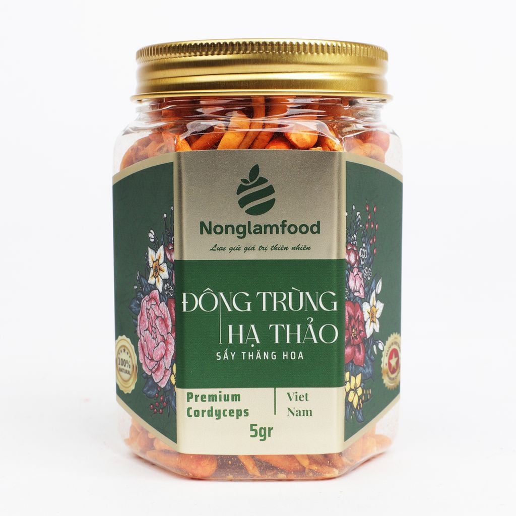 ĐÔNG TRÙNG HẠ THẢO SẤY THĂNG HOA NONGLAMFOOD HŨ 150G  | HŨ LỤC GIÁC ĐẶC BIỆT | QUÀ TẶNG CAO CẤP