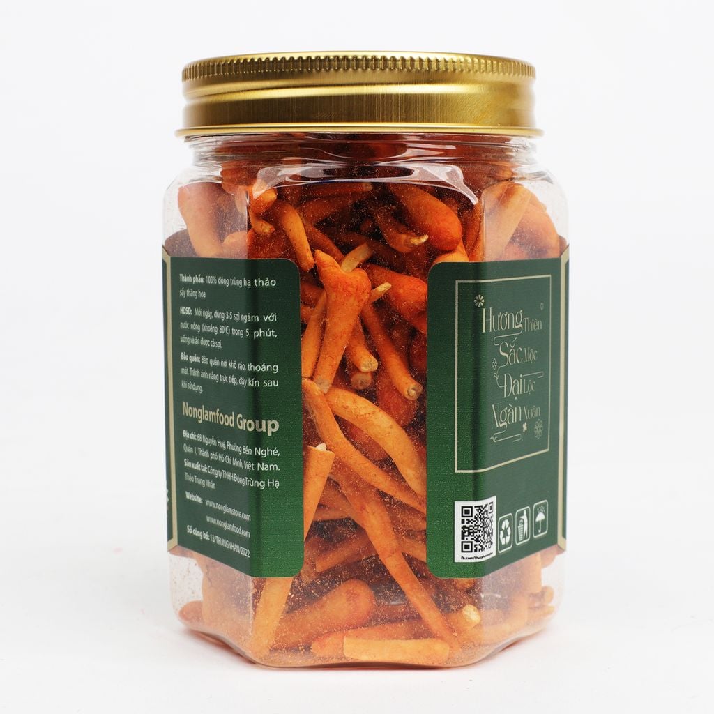 ĐÔNG TRÙNG HẠ THẢO SẤY THĂNG HOA NONGLAMFOOD HŨ 150G  | HŨ LỤC GIÁC ĐẶC BIỆT | QUÀ TẶNG CAO CẤP