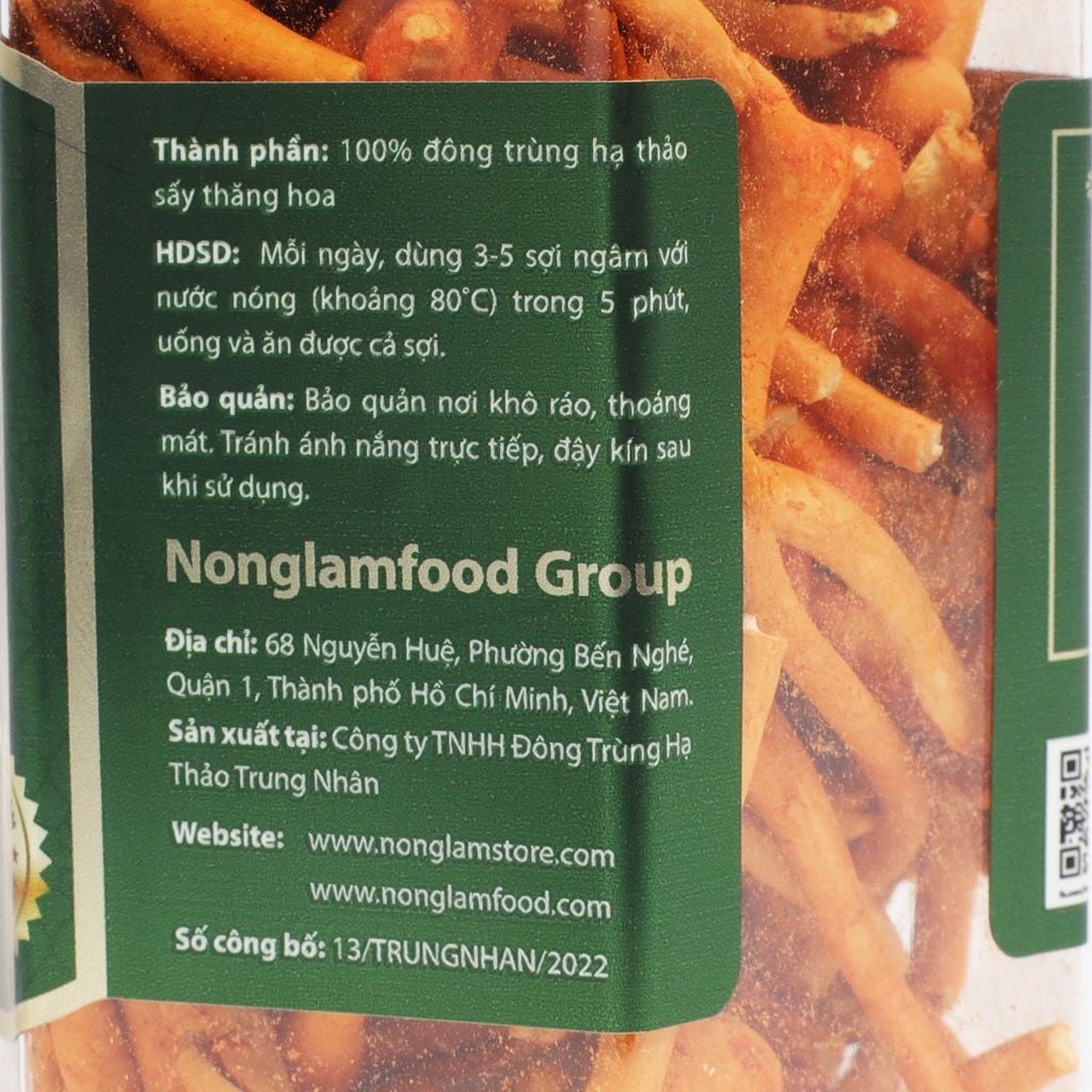 ĐÔNG TRÙNG HẠ THẢO SẤY THĂNG HOA NONGLAMFOOD HŨ 150G  | HŨ LỤC GIÁC ĐẶC BIỆT | QUÀ TẶNG CAO CẤP