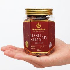 HẠNH NHÂN MỸ RANG BƠ NONGLAMFOOD HŨ 120G | HŨ LỤC GIÁC ĐẶC BIỆT | QUÀ TẶNG CAO CẤP