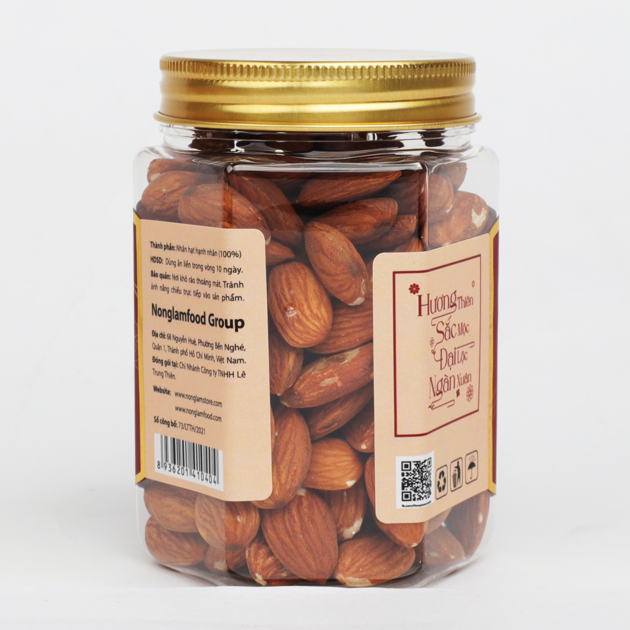 HẠNH NHÂN MỸ RANG MỘC NONGLAMFOOD HŨ 150G | HŨ LỤC GIÁC ĐẶC BIỆT | QUÀ TẶNG CAO CẤP