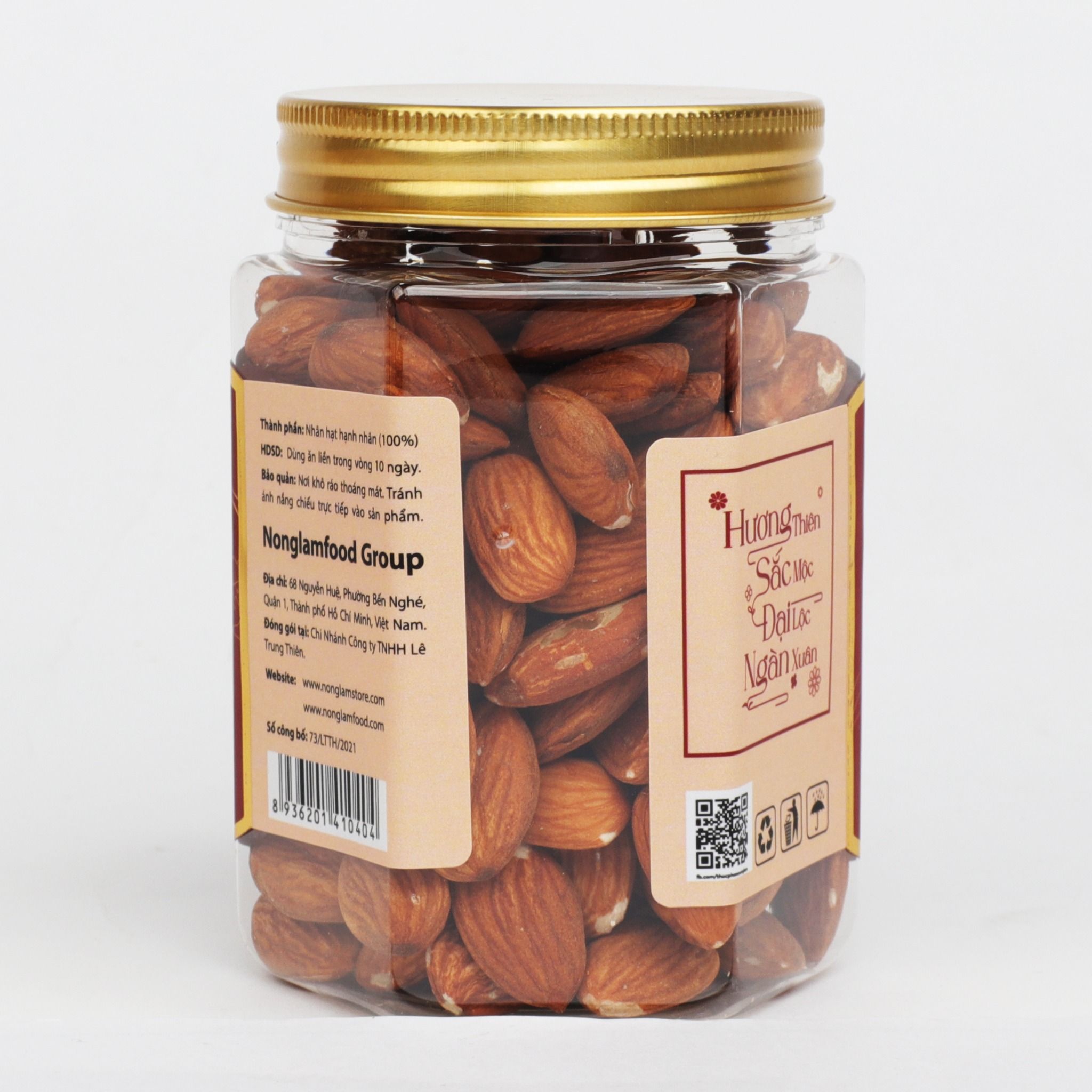 HẠNH NHÂN MỸ RANG MỘC NONGLAMFOOD HŨ 150G | HŨ LỤC GIÁC ĐẶC BIỆT | QUÀ TẶNG CAO CẤP