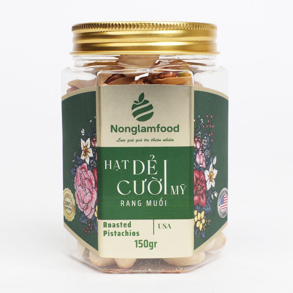 HẠT DẺ CƯỜI MỸ RANG MUỐI NONGLAMFOOD HŨ 150G  | HŨ LỤC GIÁC ĐẶC BIỆT | QUÀ TẶNG CAO CẤP