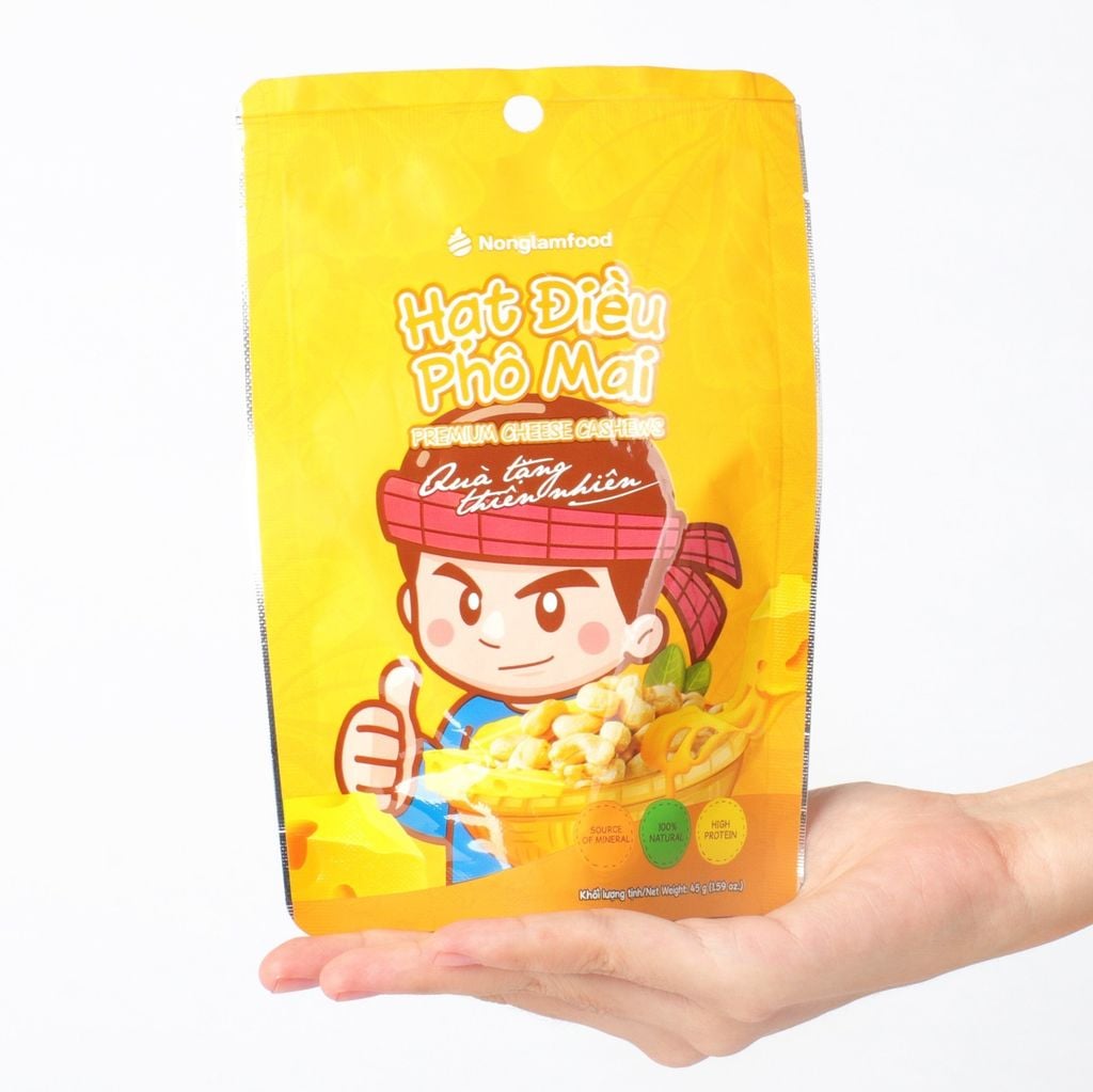 HẠT ĐIỀU PHÔ MAI NONGLAMFOOD TÚI 45G | PREMIUM CHEESE CASHEWS
