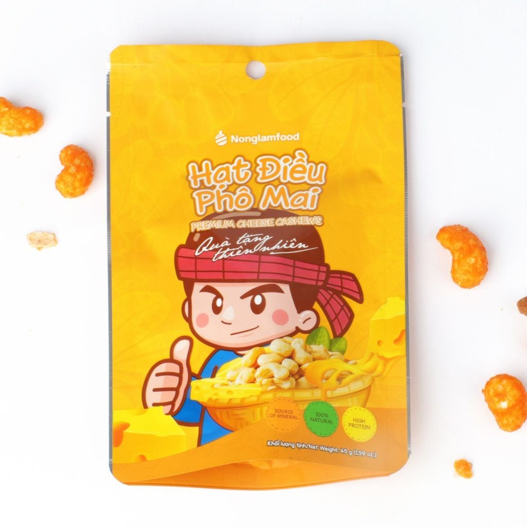 HẠT ĐIỀU PHÔ MAI NONGLAMFOOD TÚI 45G | PREMIUM CHEESE CASHEWS
