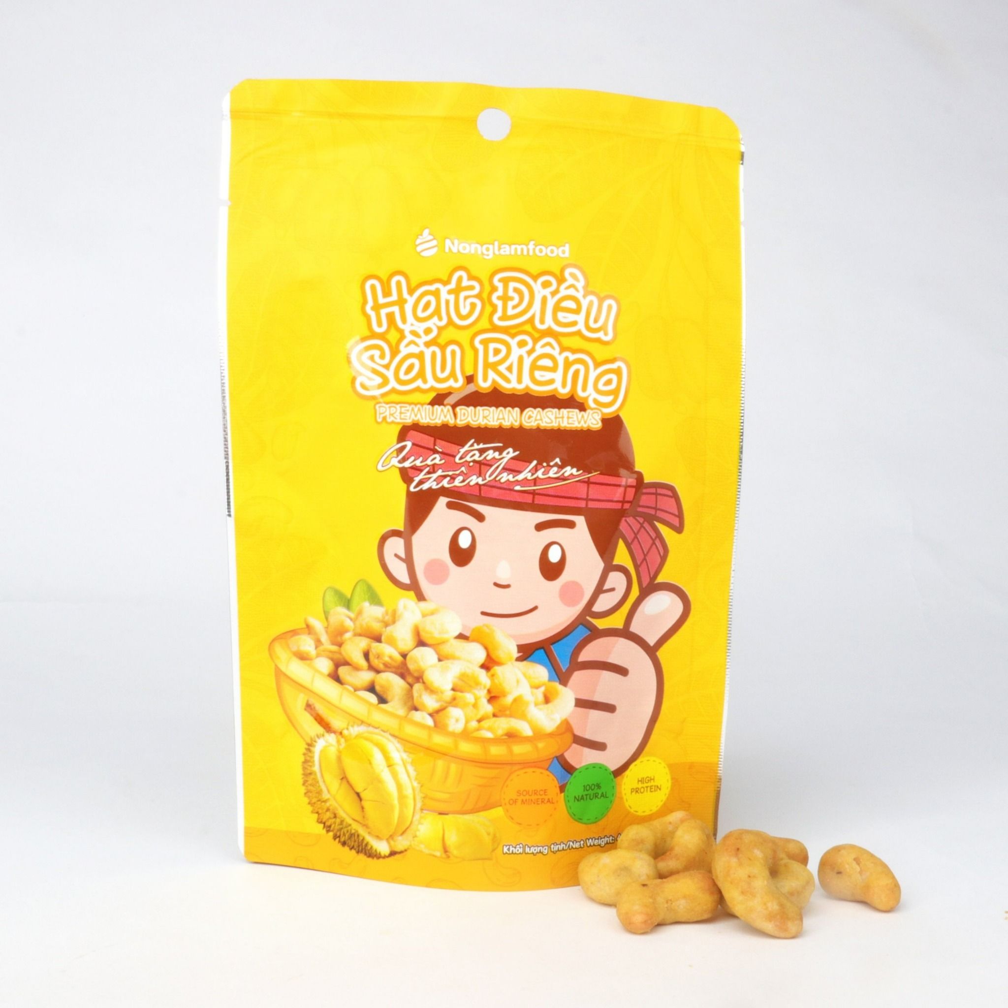 HẠT ĐIỀU SẦU RIÊNG NONGLAMFOOD TÚI 45G | PREMIUM DURIAN CASHEWS