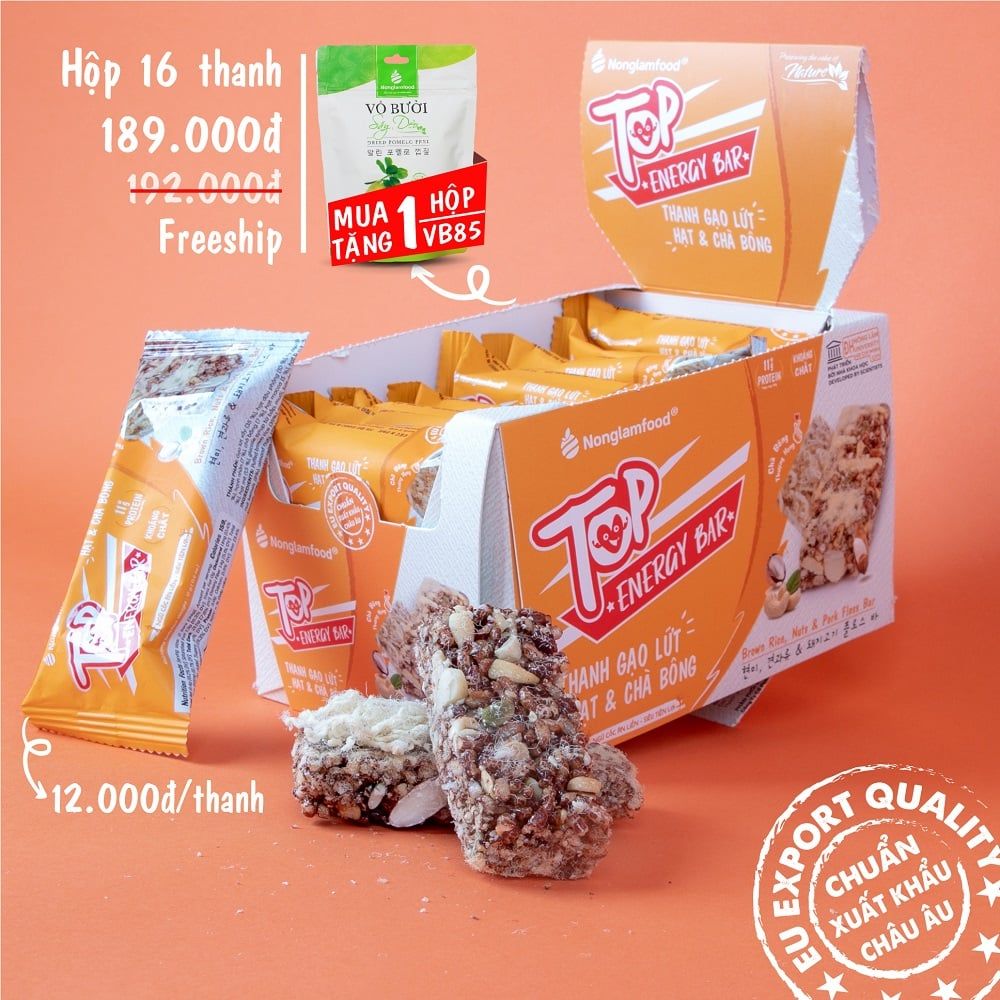 THANH GẠO LỨT TOP ENERGY BAR HẠT & CHÀ BÔNG 17G | TỐT CHO SỨC KHỎE | HEALTHY SNACK