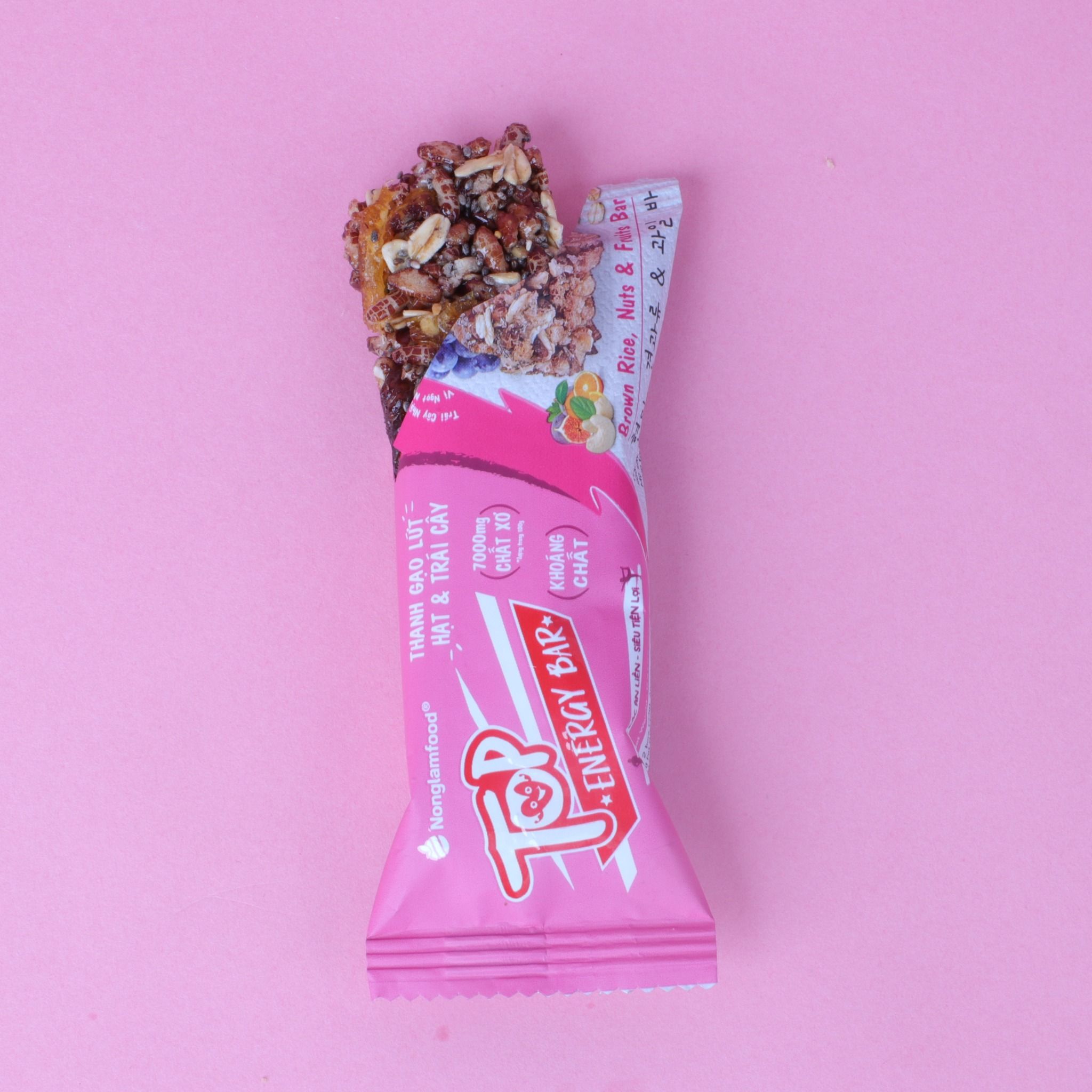 Thanh gạo lứt hạt & trái cây Nonglamfood hộp 16 thanh 272g| Ăn vặt tốt cho sức khỏe| Healthy Snack