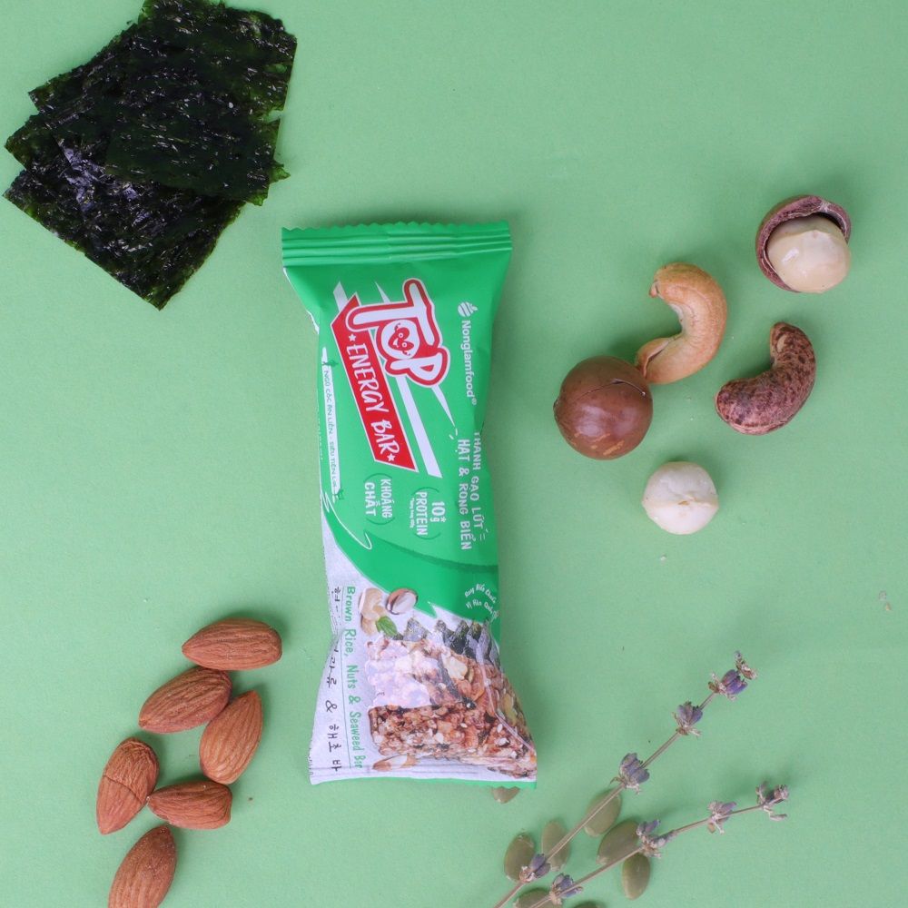 Thanh gạo lứt Top Energy Bar hạt & rong biển 17g | Tốt cho sức khỏe | Healthy Snack