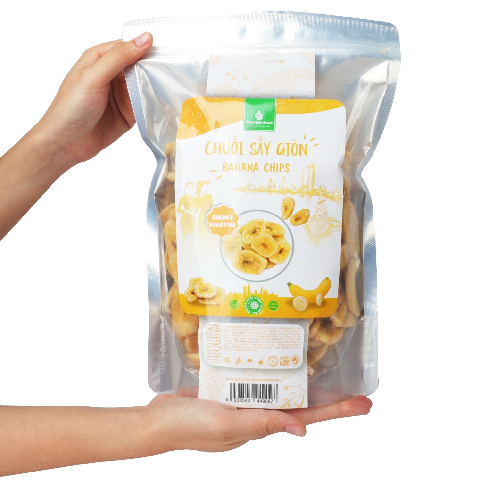 CHUỐI SẤY GIÒN NONGLAMFOOD TÚI 150G | BANANA CHIPS