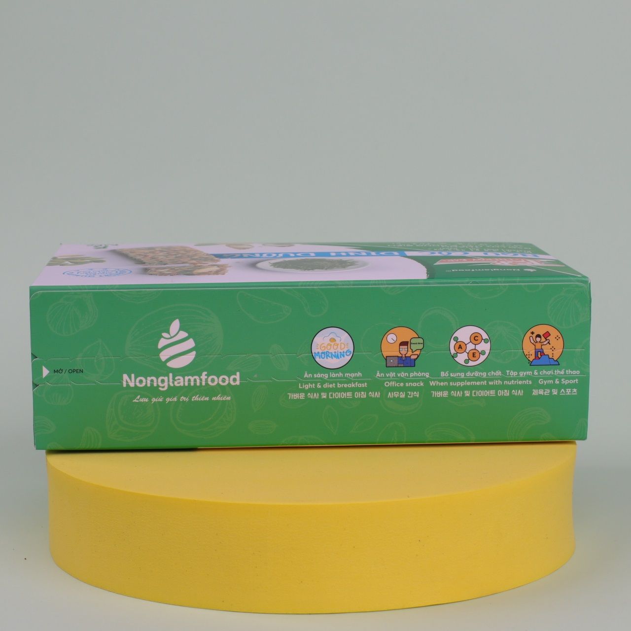 Thanh gạo lứt hạt & rong biển Nonglamfood hộp 8 thanh 136g | Healthy Snack