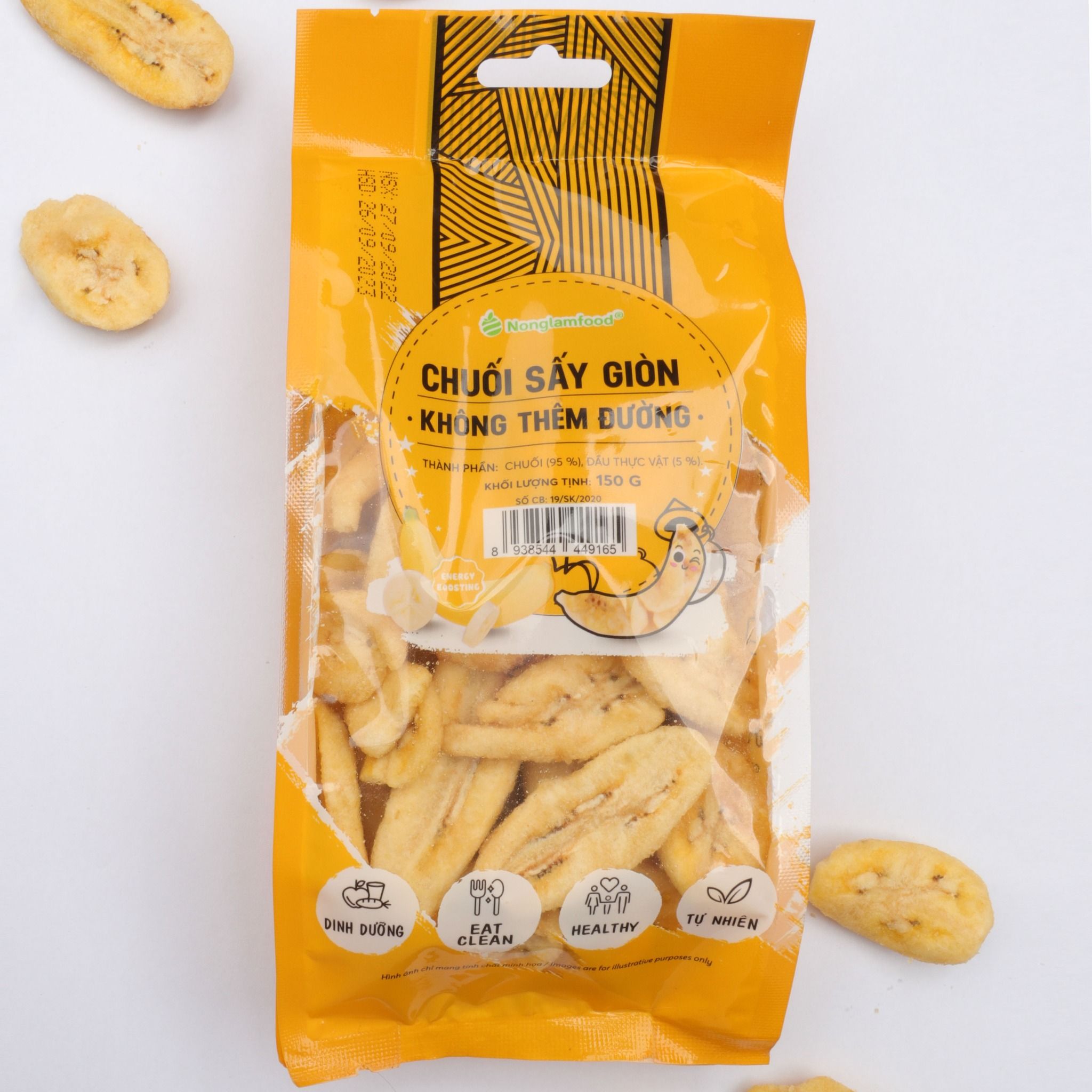 CHUỐI SẤY GIÒN NONGLAMFOOD TÚI 150G | BANANA CHIPS