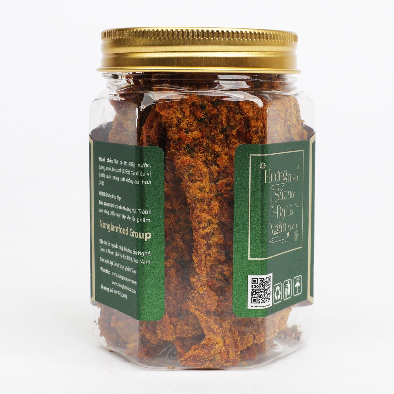 KHÔ BÒ TIÊU XANH PREMIUM NONGLAMFOOD HŨ 150G  | HŨ LỤC GIÁC ĐẶC BIỆT | QUÀ TẶNG CAO CẤP