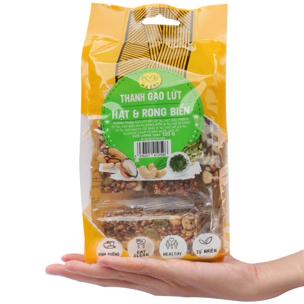 THANH GẠO LỨT HẠT & RONG BIỂN GABRI TÚI 120G| ĂN VẶT TỐT SỨC KHỎE| HEALTHY SNACK