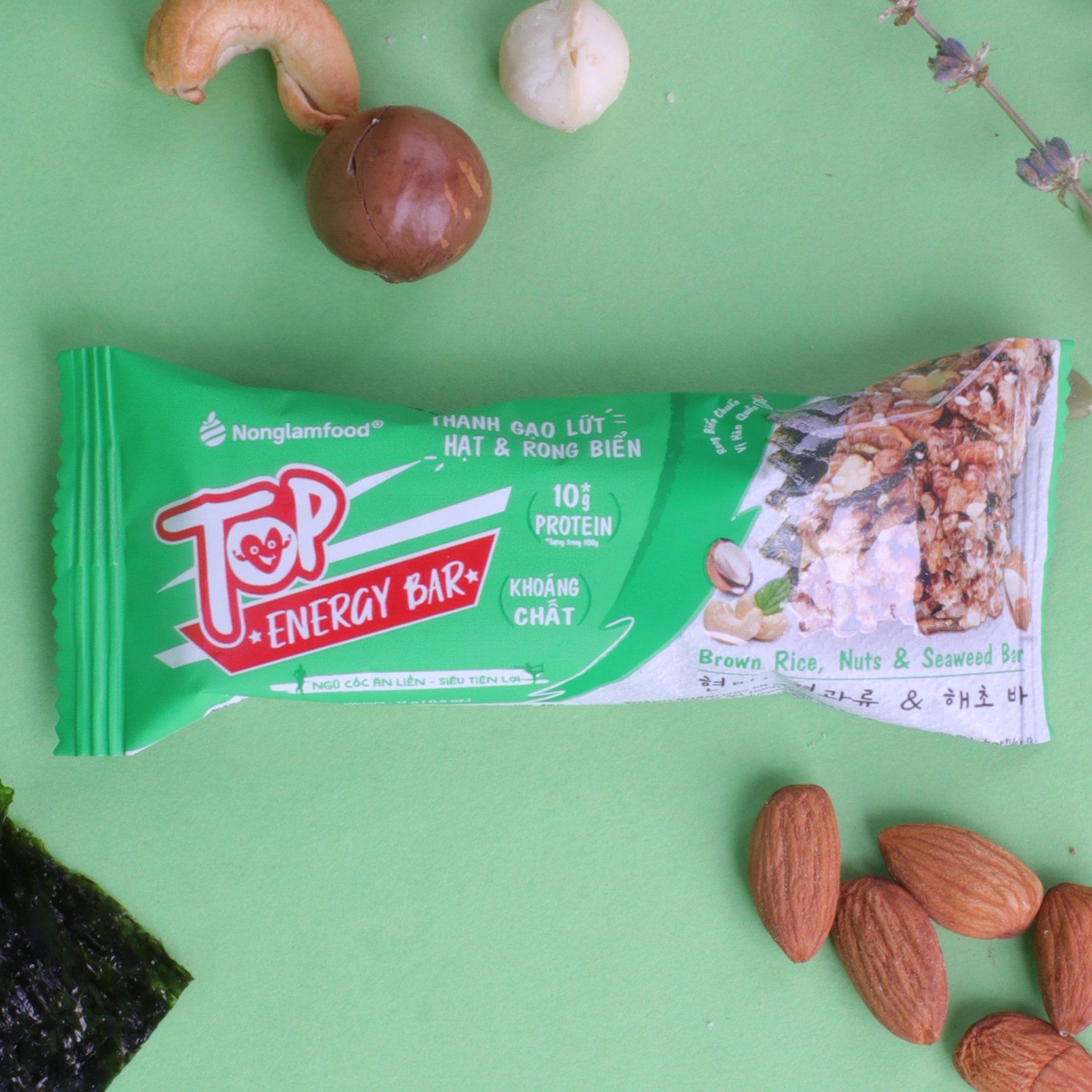 THANH GẠO LỨT HẠT & RONG BIỂN NONGLAMFOOD HỘP 16 THANH 272G| ĂN VẶT TỐT CHO SỨC KHỎE| HEALTHY SNACK