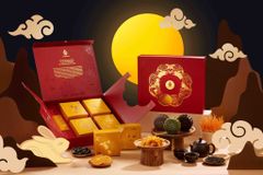 BÁNH TRUNG THU - THU YÊU THƯƠNG - HỘP 3 BÁNH+ TẶNG KÈM TÚI TRÁI CÂY SẤY MIX VÀ TRÀ Ô LONG TỨ QUÝ MỘC HOA