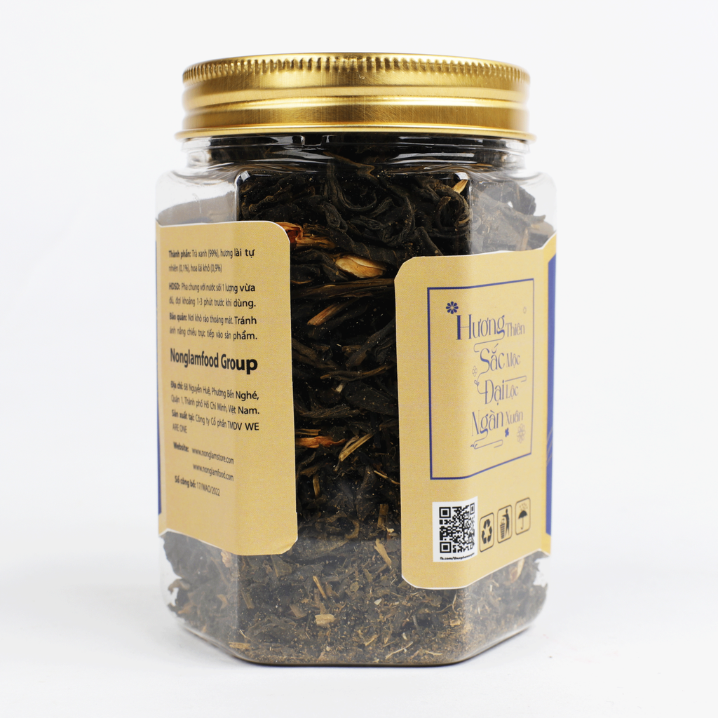 TRÀ LÀI GREEN JASMINE TEA NONGLAMFOOD HŨ 40G | HỦ LỤC GIÁC ĐẶC BIỆT | QUÀ TẶNG CAO CẤP