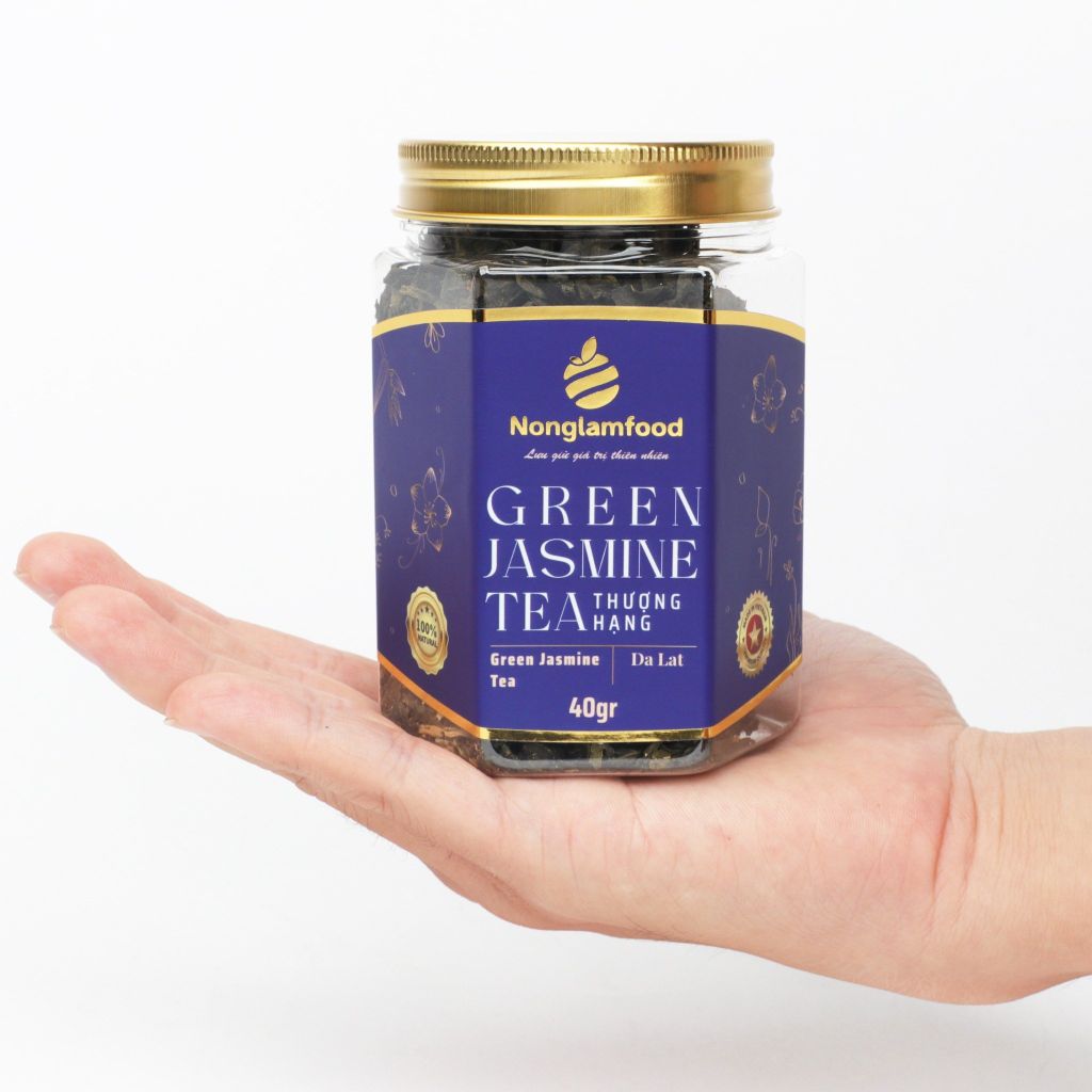 TRÀ LÀI GREEN JASMINE TEA NONGLAMFOOD HŨ 40G | HỦ LỤC GIÁC ĐẶC BIỆT | QUÀ TẶNG CAO CẤP