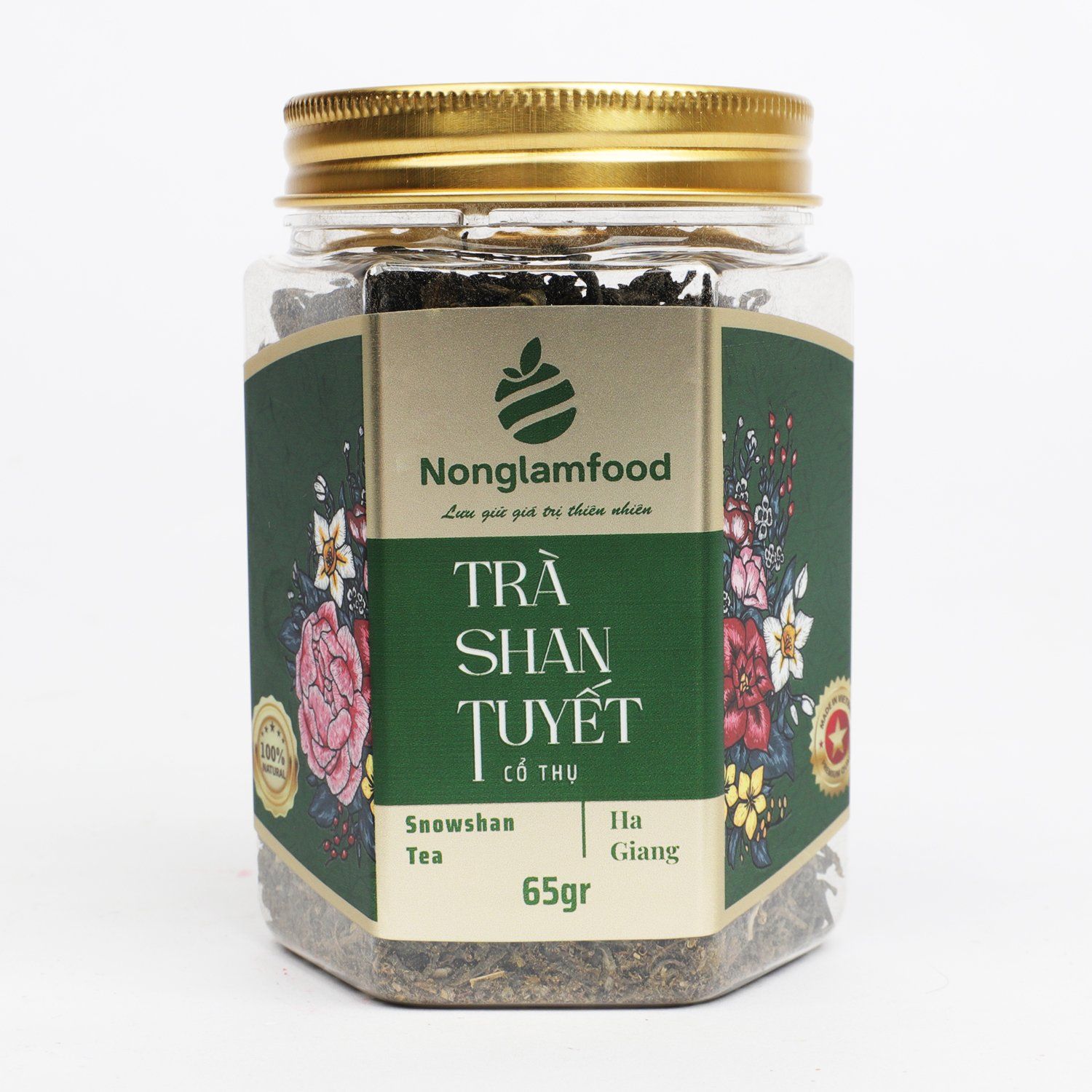 TRÀ SHAN TUYẾT NONGLAMFOOD HŨ 150G  | HŨ LỤC GIÁC ĐẶC BIỆT | QUÀ TẶNG CAO CẤP