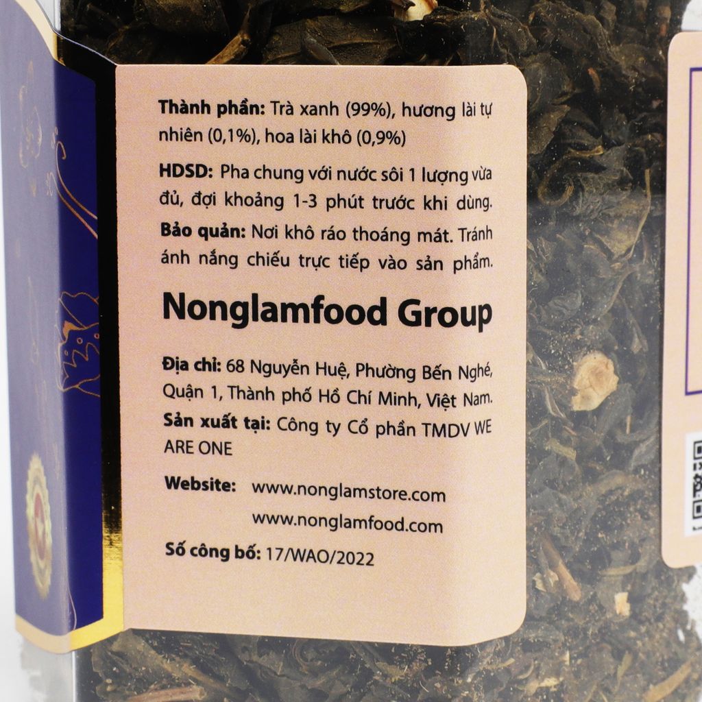 TRÀ LÀI GREEN JASMINE TEA NONGLAMFOOD HŨ 40G | HỦ LỤC GIÁC ĐẶC BIỆT | QUÀ TẶNG CAO CẤP