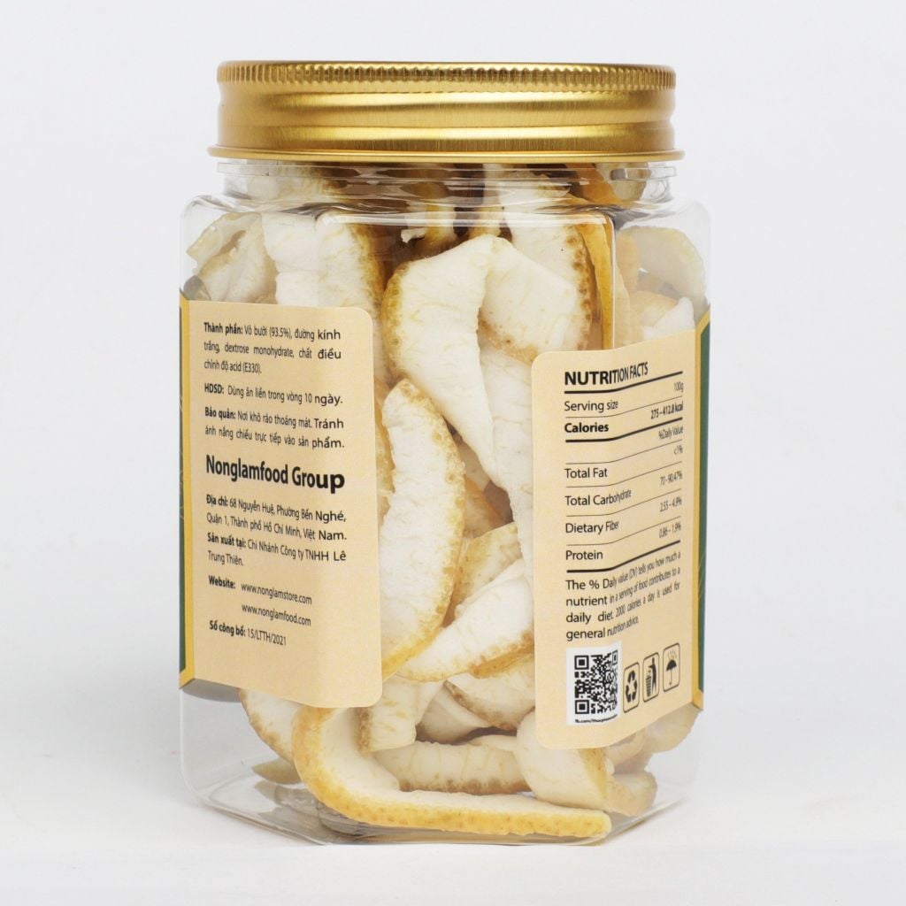 VỎ BƯỞI SẤY DẺO NONGLAMFOOD HŨ 100G | HỦ LỤC GIÁC ĐẶC BIỆT | QUÀ TẶNG CAO CẤP