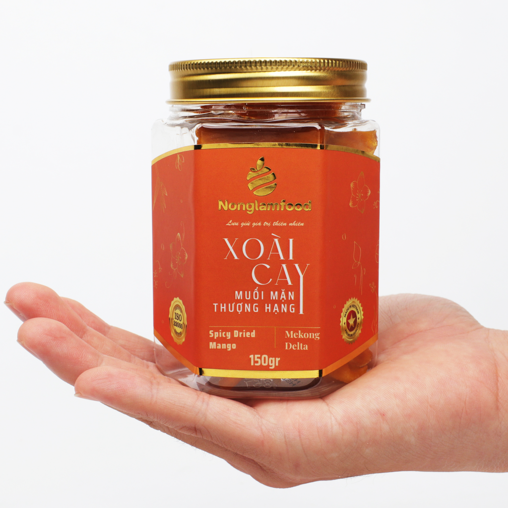 XOÀI CAY SẤY DẺO THƯỢNG HẠNG NONGLAMFOOD HŨ 150G | HỦ LỤC GIÁC ĐẶC BIỆT | QUÀ TẶNG CAO CẤP