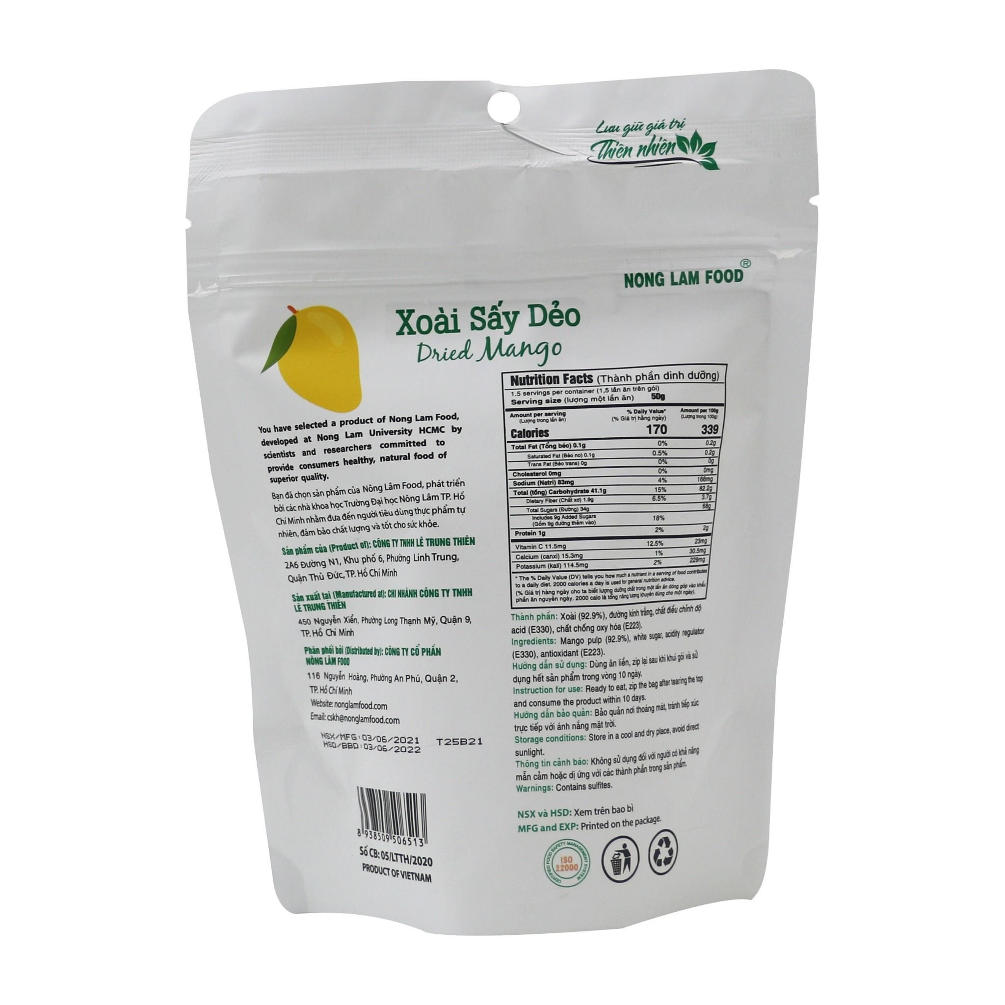 XOÀI SẤY DẺO NONGLAMFOOD TÚI  75G | ĂN VẶT TỐT CHO SỨC KHỎE | HEALTHY SNACK