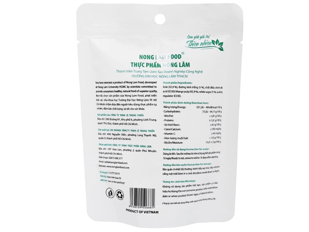 XOÀI SẤY DẺO NONGLAMFOOD TÚI 50G |  ĂN VẶT TỐT CHO SỨC KHỎE | HEALTHY SNACK