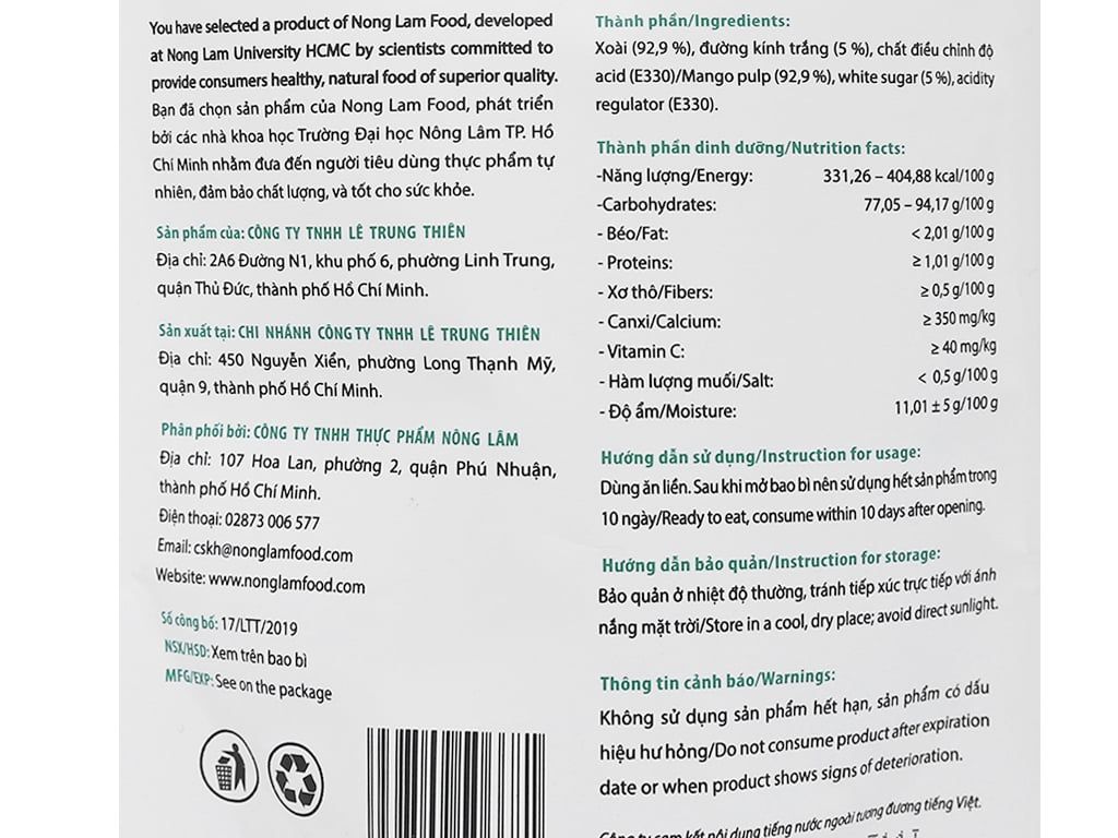 XOÀI SẤY DẺO NONGLAMFOOD TÚI 50G |  ĂN VẶT TỐT CHO SỨC KHỎE | HEALTHY SNACK